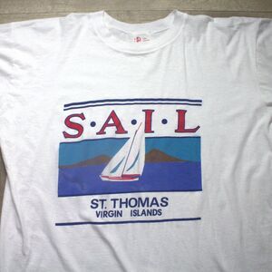 Vintage US Virgin Islands St Thomas T-Shirt Tourist Destination Sailboat XLT
